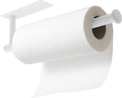 theaoo White Paper Towel Holder - Under Cabinet Paper Towel Holder for Kitchen, Adhesive Paper Towel Roll Rack for Bathroom Towel, Wall Mounted Matte Black Paper Towel Rack, SUS304 Stainless Steel by theaoo