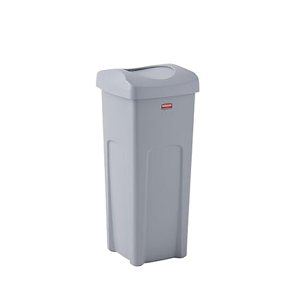Rubbermaid Commercial Products Square Trash/Garbage Container with Untouchable Swing Top Lid, 23-Gallon, Gray, Perfect for Outdoor/Restaurant/School/Kitchen by RubbermaidCommercialProducts