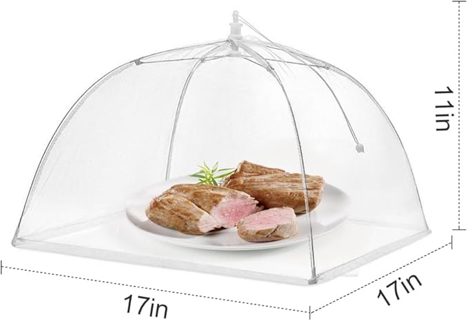 Food Covers, SPANLA 4 Pack Large and Tall Mesh Food Covers for Outside, 17"x17" Pop-Up Food Tent Umbrella for Outdoors, Screen Food Net, Parties Picnics, BBQs, Reusable and Collapsible - Image 2