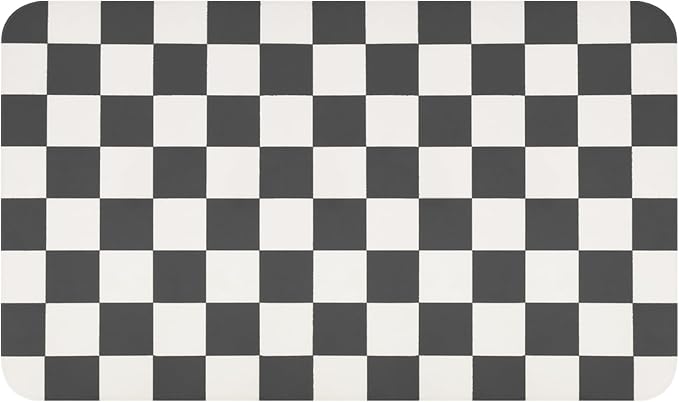 CooRug Checkered Dish Drying Mat for Kitchen Counter, Absorbent Non-Slip Coffee Mat, Heat Resistant Mat for Countertops Coffee Bar Decor 12" x 20" Black - Image 9