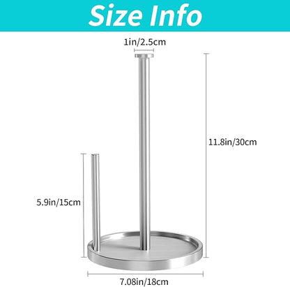 Paper Towel Holder Countertop, Standing Paper Roll Holder with Anti Slip Weighted Base, Stainless Steel Freestanding Paper Towel Holder for Kitchen, Silver - Image 5