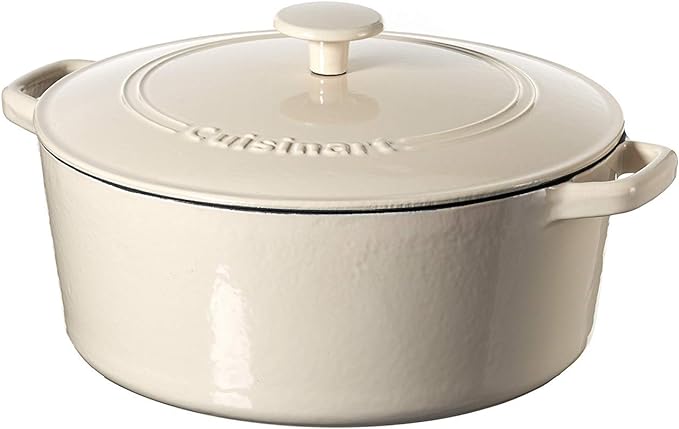 Cuisinart Chef's Classic Enameled Cast Iron Round Covered Casserole (Cream, 7- Quart) - Image 2