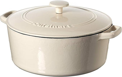 Cuisinart Chef's Classic Enameled Cast Iron Round Covered Casserole (Cream, 7- Quart) - Image 2