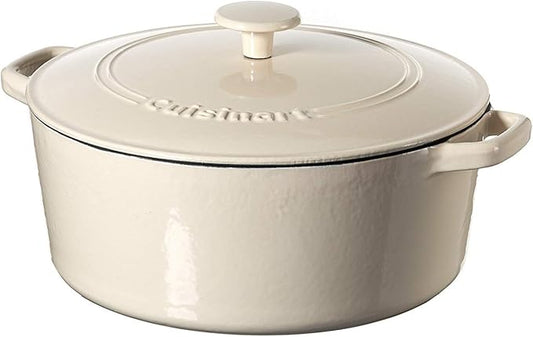 Cuisinart Chef's Classic Enameled Cast Iron Round Covered Casserole (Cream, 7- Quart) by Cuisinart