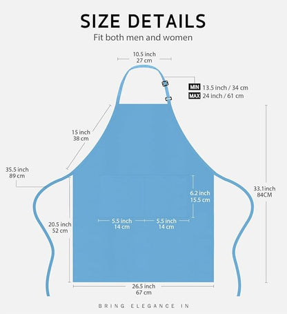 Syntus Apron for Men Women, Adjustable Cooking Kitchen Chef Aprons with 2 Pockets, Cotton/Polycotton/Polyester - Image 2