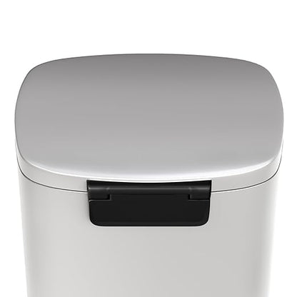 Garvee 13 gal / 50 L Metal Kitchen Trash Can with Lid, Large Rustproof Garbage Can for Kitchen, Step-on Trash Bin with Inner Bucket, Rear Handle, Soft Close Lid, White - Image 7