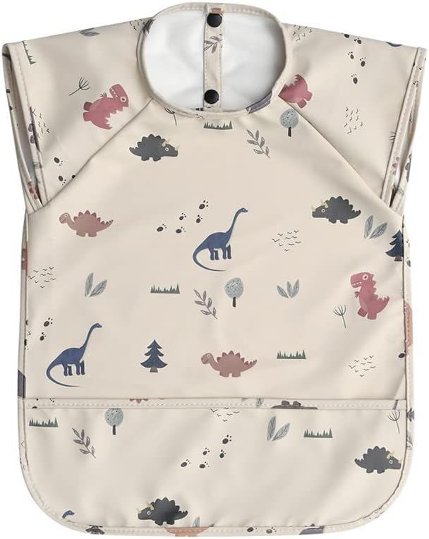 Waterproof Baby Bibs,Infant Toddler Extra Cover Feeding Bib With Food Catcher,Easy Clean & Washable