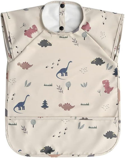 Waterproof Baby Bibs,Infant Toddler Extra Cover Feeding Bib With Food Catcher,Easy Clean & Washable