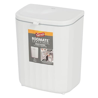 Glad Roomate Under Counter Waste Bin | Space Saving Small Trash Can for Kitchen Cabinet, Bathroom or Office | Dual Lid for Ease of Opening, 9 Liter, White - Image 7