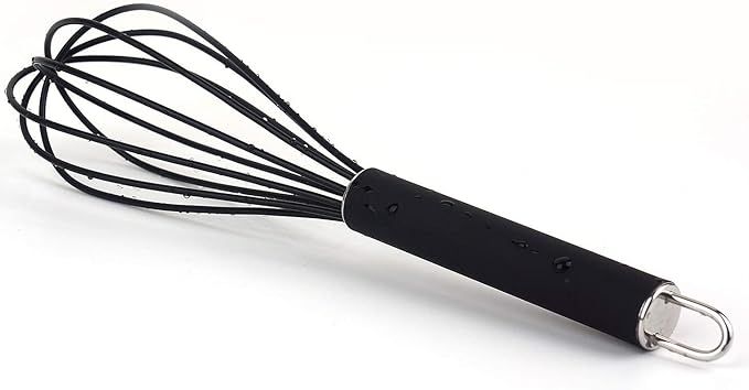 GorGin high temperature and easy to clean silicone whisk, stirrer, 10 inch, grip good grip design for Blending Whisking Beating Stirring Cooking Baking (1 Pack | black) - Image 8