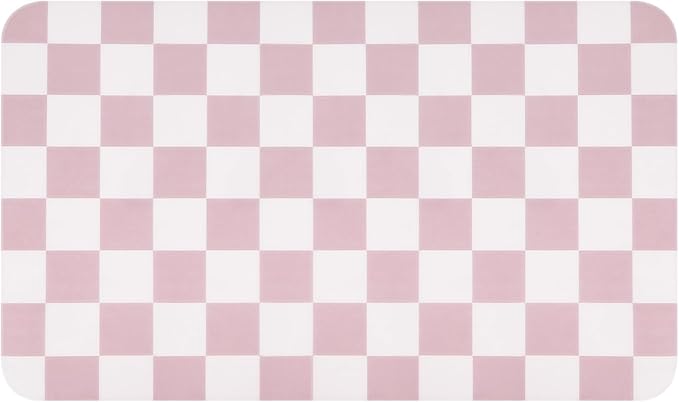 CooRug Checkered Dish Drying Mat for Kitchen Counter, Absorbent Non-Slip Coffee Mat, Heat Resistant Mat for Countertops Coffee Bar Decor 16" x 24" Pink - Image 9