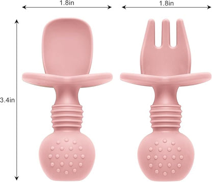 Eascrozn Silicone Feeding Set, 2 Pack Divided Toddler Plates with Suction, 2 Pack Utensils - Spoons & Forks, BPA Free, Baby Led Weaning Supplies - Image 5