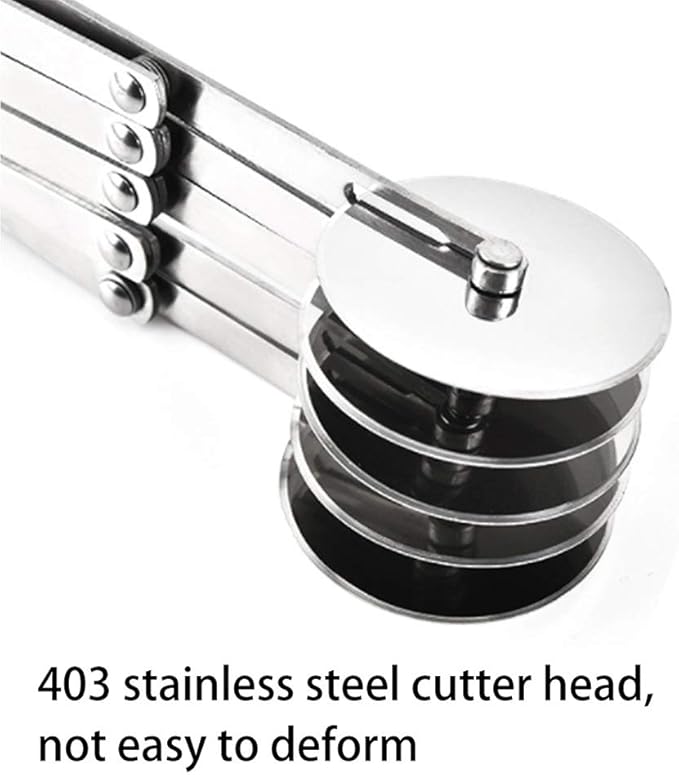 5 Wheel Pastry Cutter, Stainless Pizza Slicer, Expandable Pizza Slicer Multi-Round Pastry Knife Baking Cutter Roller Cookie Dough Cutter Divider - Image 4