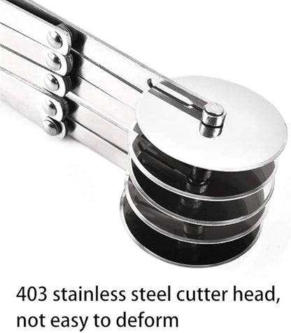 5 Wheel Pastry Cutter, Stainless Pizza Slicer, Expandable Pizza Slicer Multi-Round Pastry Knife Baking Cutter Roller Cookie Dough Cutter Divider - Image 4