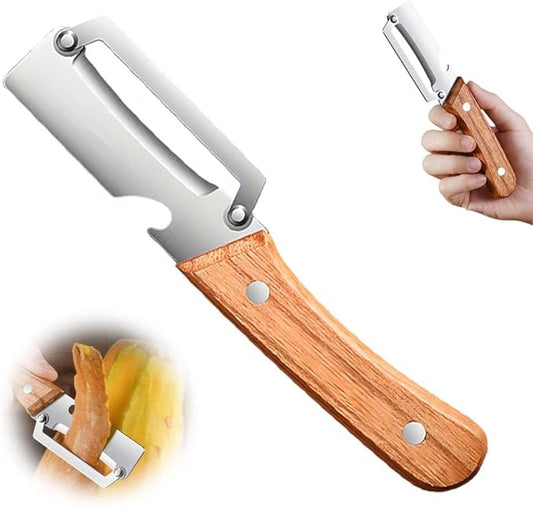Multi-Functional Vegetable Peeler for Kitchen, 2026 New Stainless Steel Peeler with Wooden Handle and Bottle Opener, Kitchen Tool for Fruit Veggie Pumpkin, Gifts for Mom (Wood，1PC) by Bonie