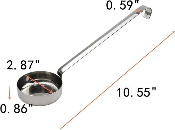 10.55" Stainless steel 201 Pizza Sauce spoon Kitchen Ladles with Hooks and Long Handles for Stirring,Portioning and Serving Soups