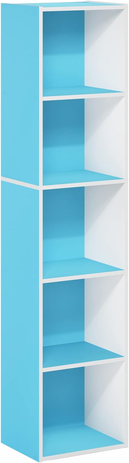 Furinno PASIR Book Shelf, 5-Tier Modern Bookshelf, Open Shelves Bookcase 9 x 12 x 52, Easy Assembly, for Living Room, Bedroom, Home Office, Light Blue/White - Image 7