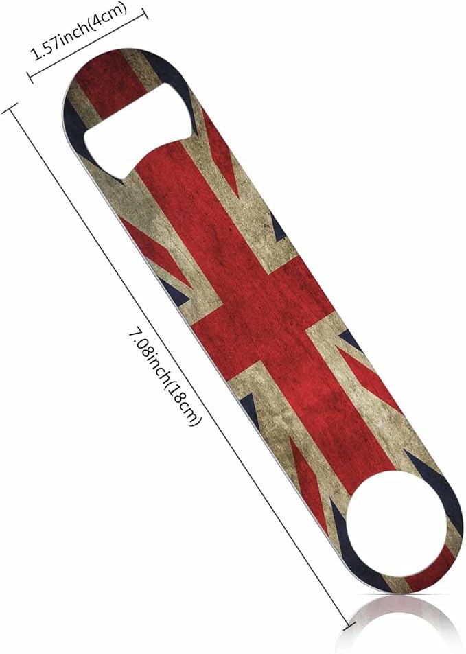United Kingdom Flag Stainless Steel Bottle Opener Uk British National Flags with Red White Blue Flat Beer Bottle Opener Keychain for Home Kitchen Bar Restaurant Party Birthday Gift