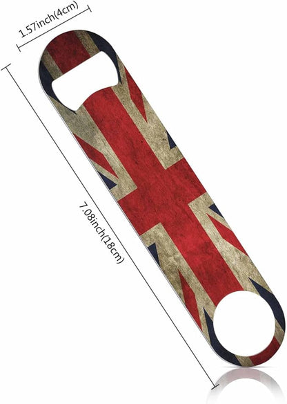 United Kingdom Flag Stainless Steel Bottle Opener Uk British National Flags with Red White Blue Flat Beer Bottle Opener Keychain for Home Kitchen Bar Restaurant Party Birthday Gift
