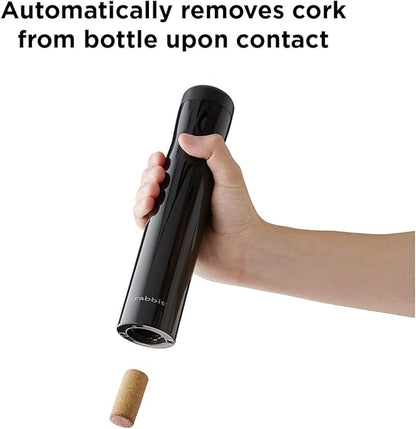 Rabbit Automatic Electric Corkscrew Wine Opener, Cordless Rechargeable, One-Touch Operation, Sleek Shiny Black Finish, Easy to Use for Wine Lovers - Image 3
