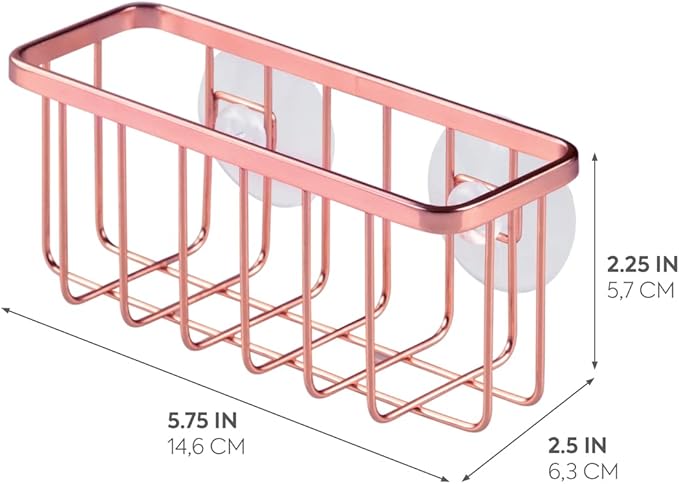 iDesign Stainless Steel Suction Sponge Holder - Kitchen Sink Sponge Caddy Organizer - Copper - Image 2