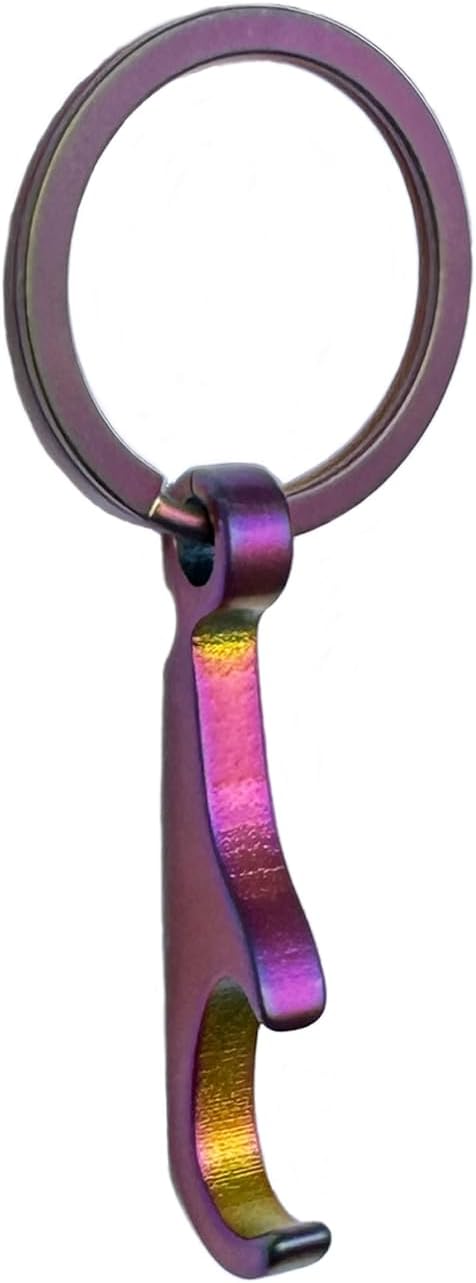 Titanium Bottle Opener, Small Keychain Beer Bottle Opener Can Opener with Stainless Steel Key Ring (Color)