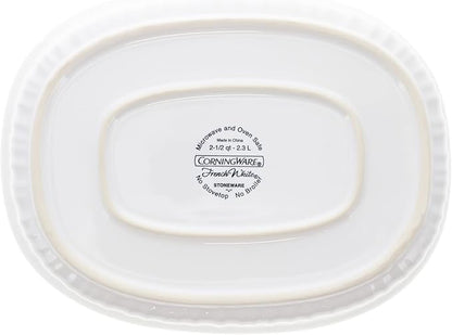 CorningWare FS2 2.5qt/2.35L Oval French White Casserole Dish & DC1.5C 1-1.75L Fluted Oval Glass Lid