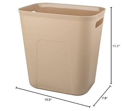 UUJOLY Plastic Small Trash Can Wastebasket, Garbage Container Basket for Bathrooms, Laundry Room, Kitchens, Offices, Kids Rooms, Dorms, 3.5 Gallon, Khaki