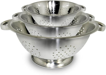 ExcelSteel Colander Set Stainless Steel | Nesting Design | Mirror Polished | Oversized Handles | 1-4 Quart, Set of 3 by EXCELSTEEL