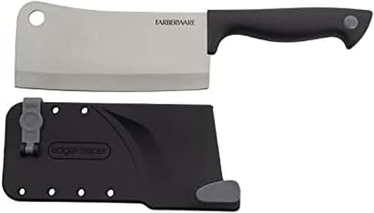 Farberware Edgekeeper 6-Inch Cleaver Knife with Self-Sharpening Blade Cover, High Carbon-Stainless Steel Kitchen Knife with Ergonomic Handle, Razor-Sharp Knife, Black by Farberware