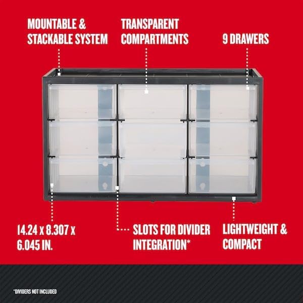 CRAFTSMAN Plastic Storage Organizer Bin System, 9 Compartment, Modular, Home Office (‎CMST40709) - Image 3