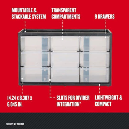 CRAFTSMAN Plastic Storage Organizer Bin System, 9 Compartment, Modular, Home Office (‎CMST40709) - Image 3