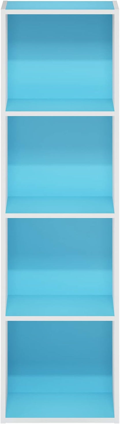 Furinno PASIR Book Shelf, 4-Tier Modern Bookshelf, Open Shelves Bookcase 9 x 12 x 42, Easy Assembly, for Living Room, Bedroom, Home Office, Light Blue/White - Image 8