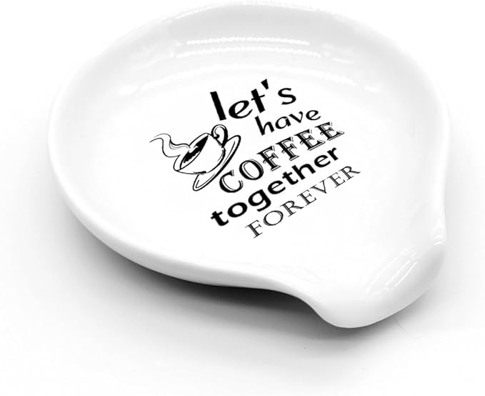 Funny Coffee Spoon Holder-Coffee Spoon Rest-Cafe Bar Station Accessories-Let's Have Coffee Together Forever Sign