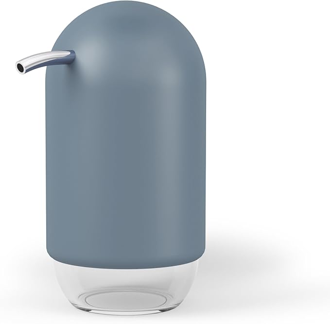 Umbra Touch Hand Soap Dispenser, Plastic Liquid Pump Bottle, Durable and Refillable for Bathroom or Kitchen Sink, Slate Blue by Umbra