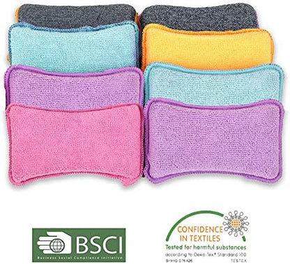 UPSTAR Dish Sponges Kitchen, Microfiber Cleaning Scrubber for Dishwashing, Sink, Basin and Multi-Pupose, Size L Pack of 8