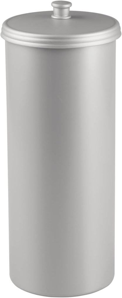 iDesign Freestanding Bathroom Toilet Paper Storage Holder with Lid for 3 Extra Rolls, 2-Pack, Silver