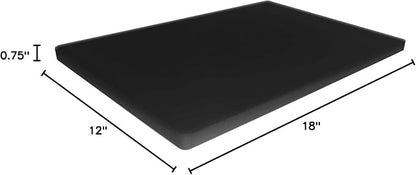 Large Poly Cutting Board, 18x12 Inch Black, 3/4" Thick, BPA Free and Dishwasher Safe