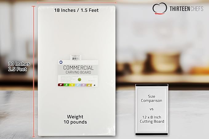 Thirteen Chefs Extra Large 30 x 18 Inch Cutting Board for Meats, Game and Fish – 1/2 Inch Thick HDPP Plastic for Food Service, 10 pounds - Image 5