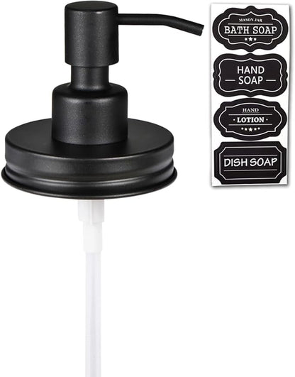 Amolliar Mason Jar Liquid Soap Dispenser Lid, Rust Proof Stainless Steel, Cute Farmhouse Decor for Kitchen, Bathroom, Bath, Refill Liquid Soap Pump for Hand Soap, Dish Soap, Lotion Soap, Black 1 Pack