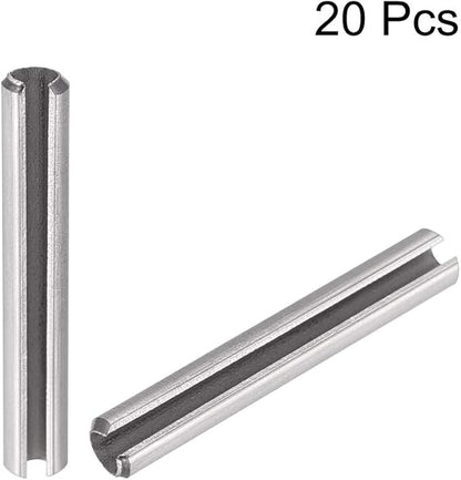 uxcell Slotted Spring Pin - M2.5 x 20mm 304 Stainless Steel Split Spring Roll Dowel Pins Plain Finish 20Pcs
