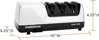 Chef’s Choice Professional Electric Knife Sharpeners for 15- and 20-Degree Straight-Edge and Serrated Knives with Diamond Abrasives & Precision Angle Control, 3-Stage, White - Image 7