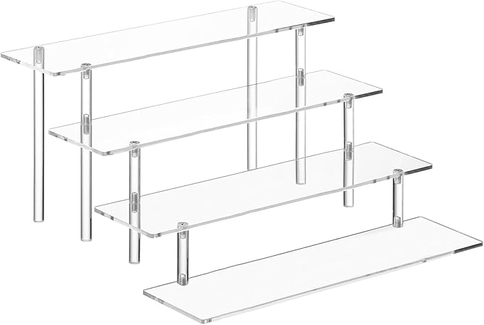 HENABLE 4 Tier Acrylic Perfume Organizer Stand, Clear Display Risers for Perfume, Cologne, Cosmetic, Skincare, Funko POP, Dessert Display, Cupcake Stand Holder by HENABLE