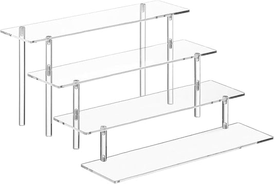 HENABLE 4 Tier Acrylic Perfume Organizer Stand, Clear Display Risers for Perfume, Cologne, Cosmetic, Skincare, Funko POP, Dessert Display, Cupcake Stand Holder by HENABLE