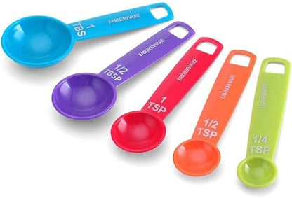 Farberware Kitchen Essentials Measuring Spoon Set, Set of 5 – 2 Pack, Easy Read Standard Units for Wet & Dry Ingredients, Lightweight Plastic Baking & Cooking Spoons – Dishwasher Safe - Image 3