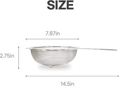 8″ Stainless Steel Fine Mesh Strainer with Feet – Standing Colander with Handle for Strain, Sift, Drain & Rinse Vegetables, Fruits & Pasta - Image 5