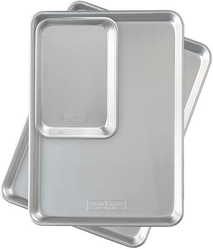 Nordic Ware Naturals Half Sheet Set - USA Made Aluminum Commercial Quality Sheet Pan for Baking or Roasting, Encapsulated Galvanized Steel Rim Prevents Warping, 2pk Half + 1/8 Sheet by NordicWare