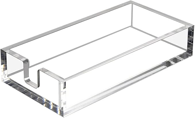 HIIMIEI Acrylic Napkin Holder for Bathroom, Acrylic Guest Towel Holder, Bathroom Napkins Guest Disposable Holder, Hand Towel Tray for Kitchen, Parties, Weddings, Party, Hotel, Restaurant（Clear） by HIIMIEI