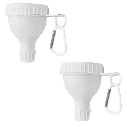 2 Pack Protein Powder Container to Go - Mini Funnel with Keychain and Keyring, Water Bottle Funnel for Shakers（White） by FORESRUM