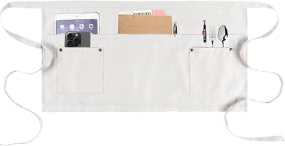 Server Apron with 5 Pockets - Rivet buckle Unisex Short/Half Waiter Waist Short Apron